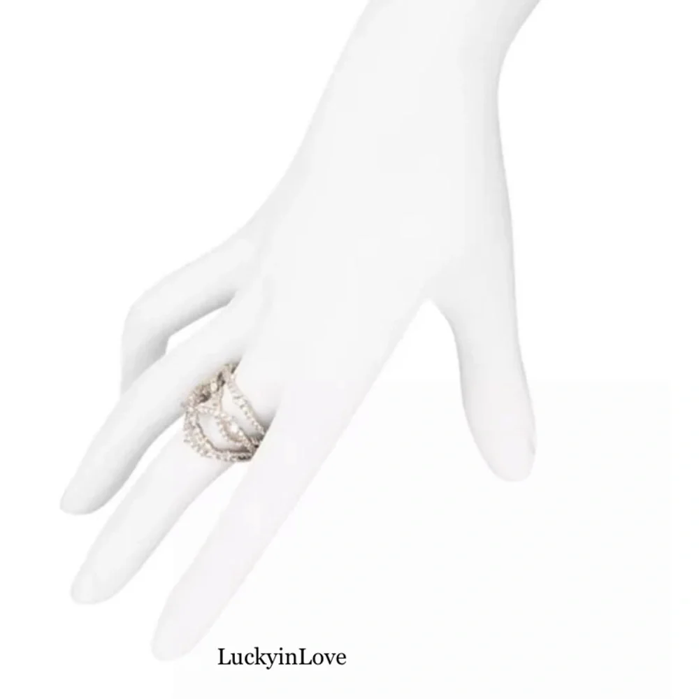 ALEXIS BITTAR • Silver Orbiting Crystal Encrusted Thorny Lace Ring 8